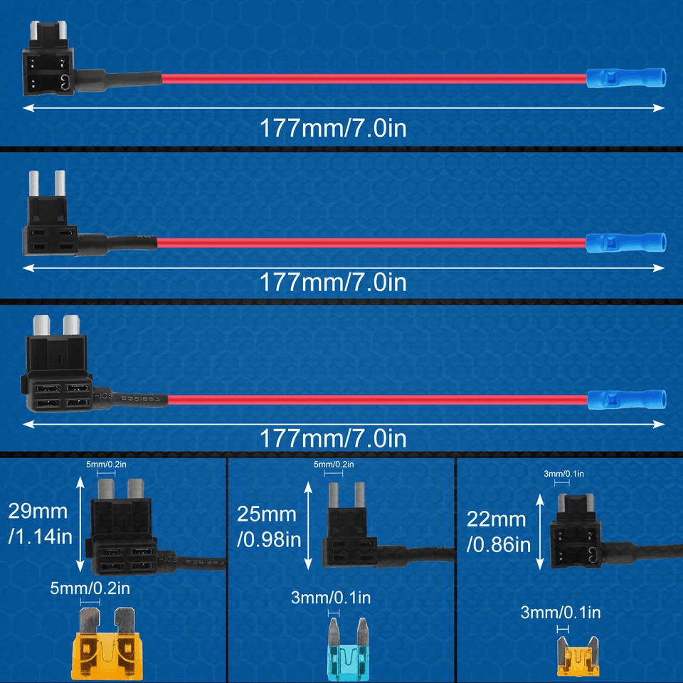 Car AddaCircuit Fuse Adapter Kit Standard  Mini Blade Fuse Holders For Automotive Electrical Access 6