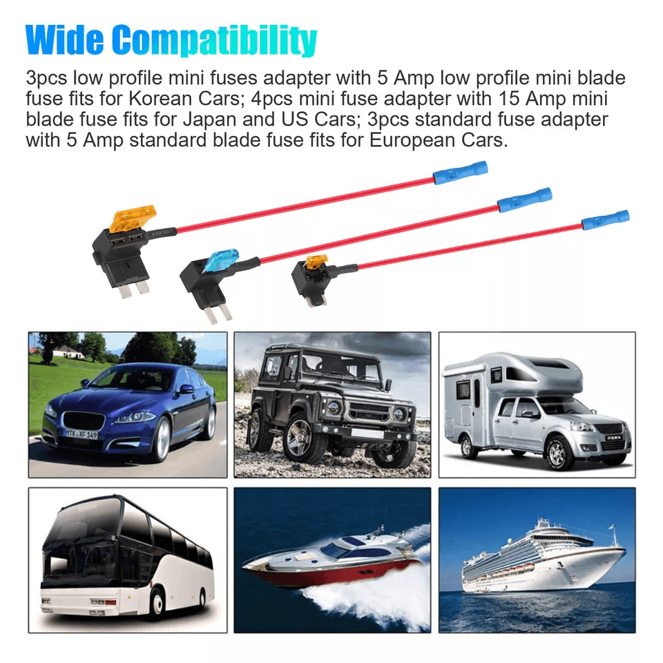 Car AddaCircuit Fuse Adapter Kit Standard  Mini Blade Fuse Holders For Automotive Electrical Access 2