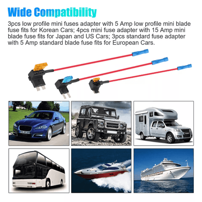 Car AddaCircuit Fuse Adapter Kit Standard  Mini Blade Fuse Holders For Automotive Electrical Access 2
