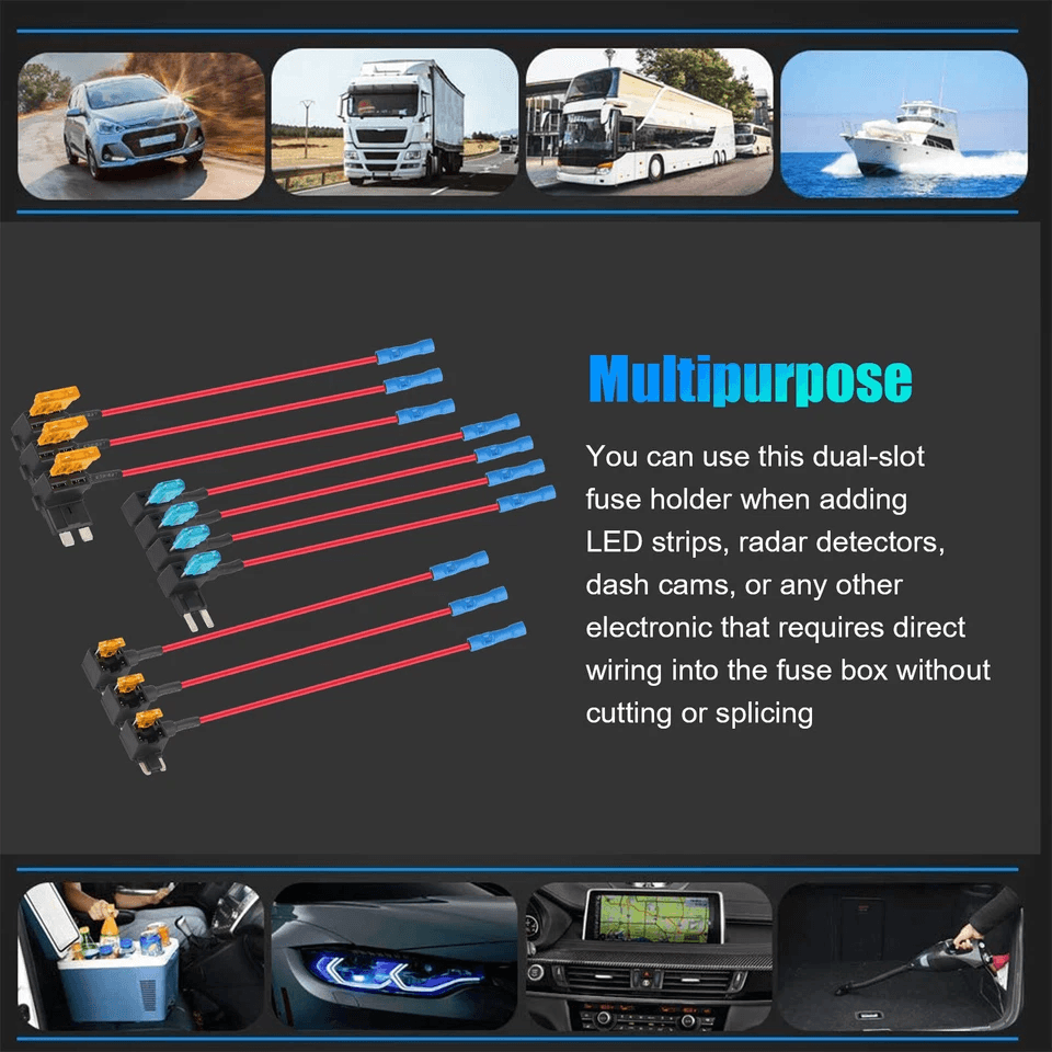 Car AddaCircuit Fuse Adapter Kit Standard  Mini Blade Fuse Holders For Automotive Electrical Access 3