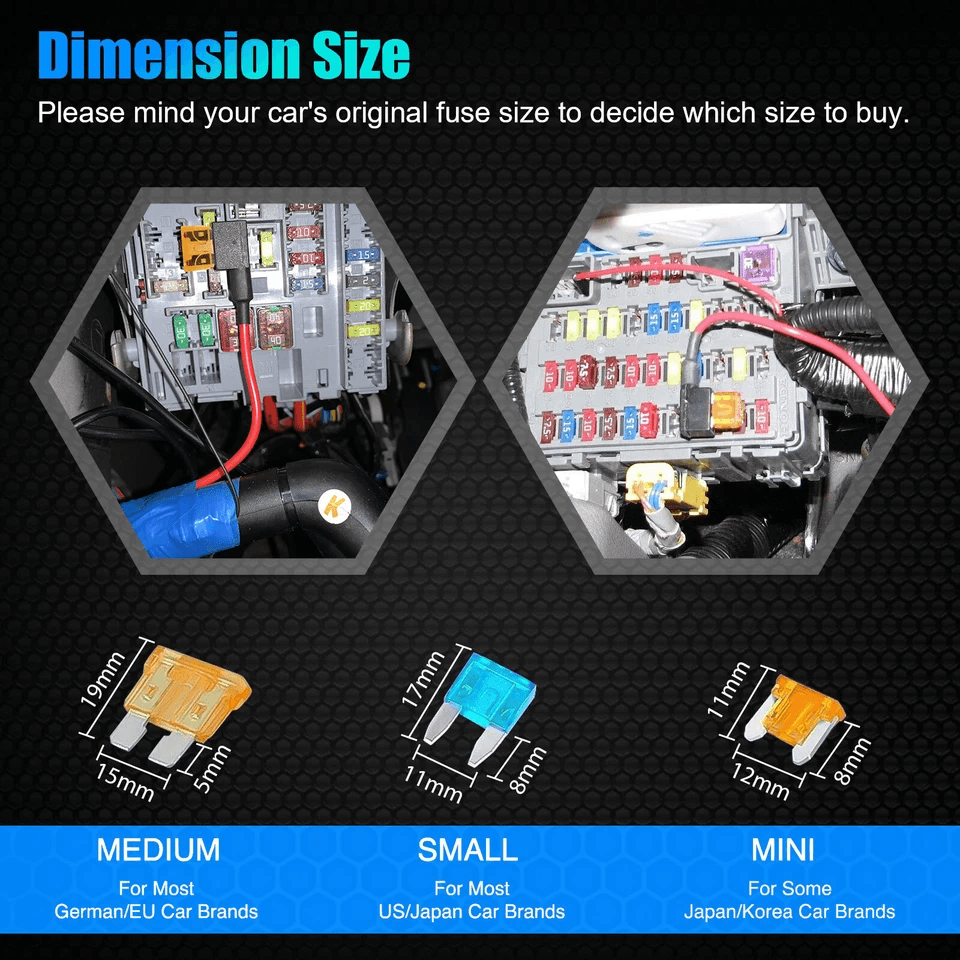 Car AddaCircuit Fuse Adapter Kit Standard  Mini Blade Fuse Holders For Automotive Electrical Access 5