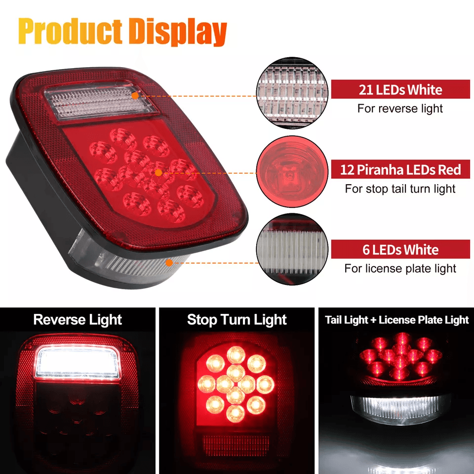 Rear LED Tail Lights With Brake  License Plate Lamp Waterproof 39 LED Stop Turn Signal Lights For T 2