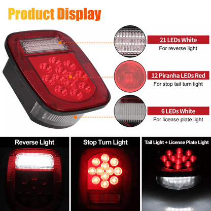 Rear LED Tail Lights With Brake  License Plate Lamp Waterproof 39 LED Stop Turn Signal Lights For T 2