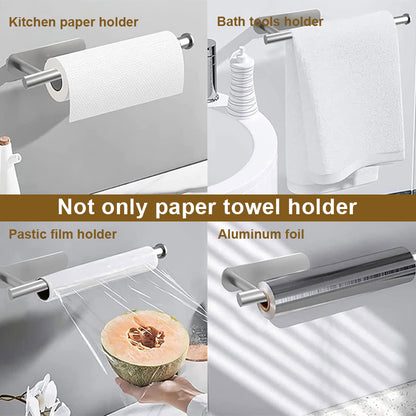 Stainless Steel SelfAdhesive Toilet Paper Towel Holder PunchFree Roll Paper Holder For Kitchen  Bat 4