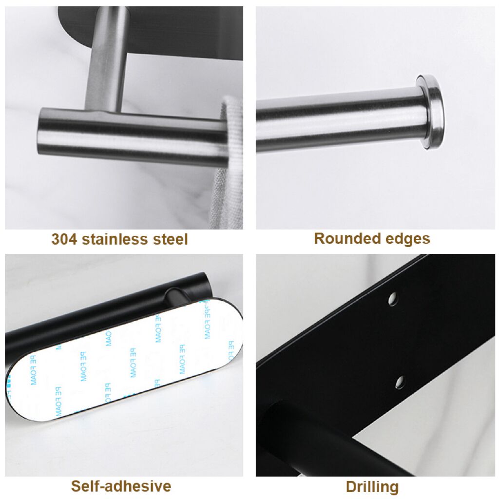 Stainless Steel SelfAdhesive Toilet Paper Towel Holder PunchFree Roll Paper Holder For Kitchen  Bat 2