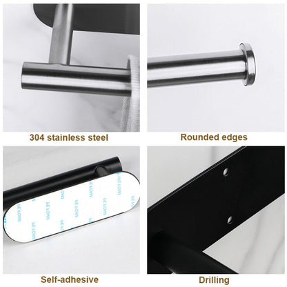 Stainless Steel SelfAdhesive Toilet Paper Towel Holder PunchFree Roll Paper Holder For Kitchen  Bat 2