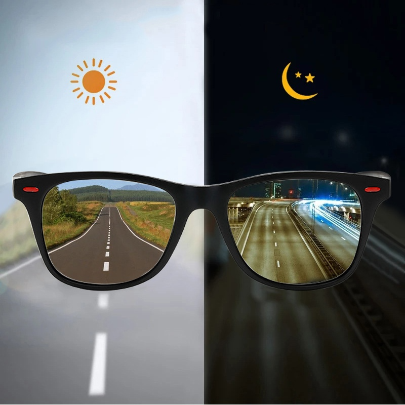 Night Vision Glasses for Men, PC Frame Polarized Sunglasses, Day/Night Driver Goggles for Outdoor Sports