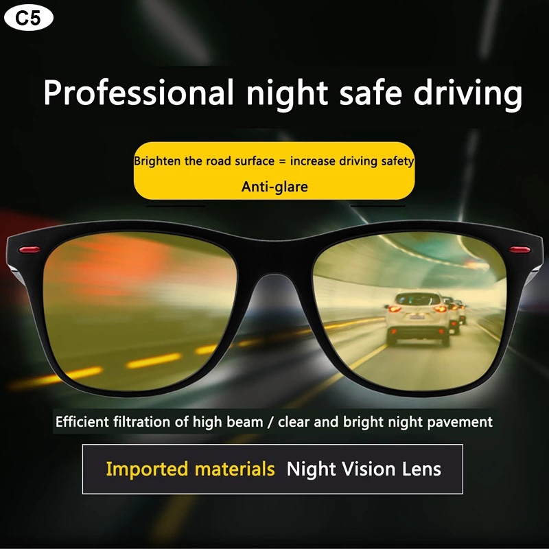 Night Vision Glasses for Men, PC Frame Polarized Sunglasses, Day/Night Driver Goggles for Outdoor Sports