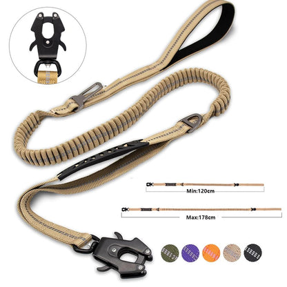 Heavy Duty Tactical Dog Leash Reflective ShockAbsorbing Bungee Leash for Large Dogs  NoPull  C