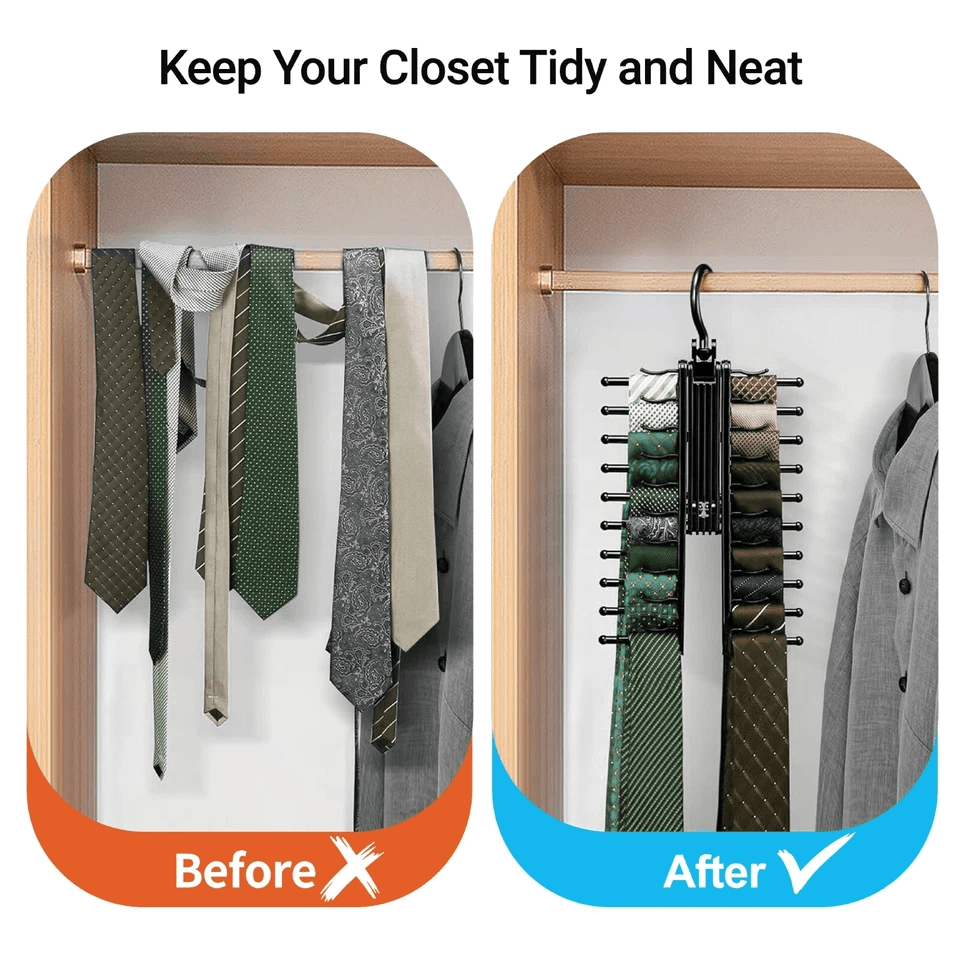 20 Hook Cross X Tie  Belt Hanger NonSlip Closet Organizer With Swivel Design 4