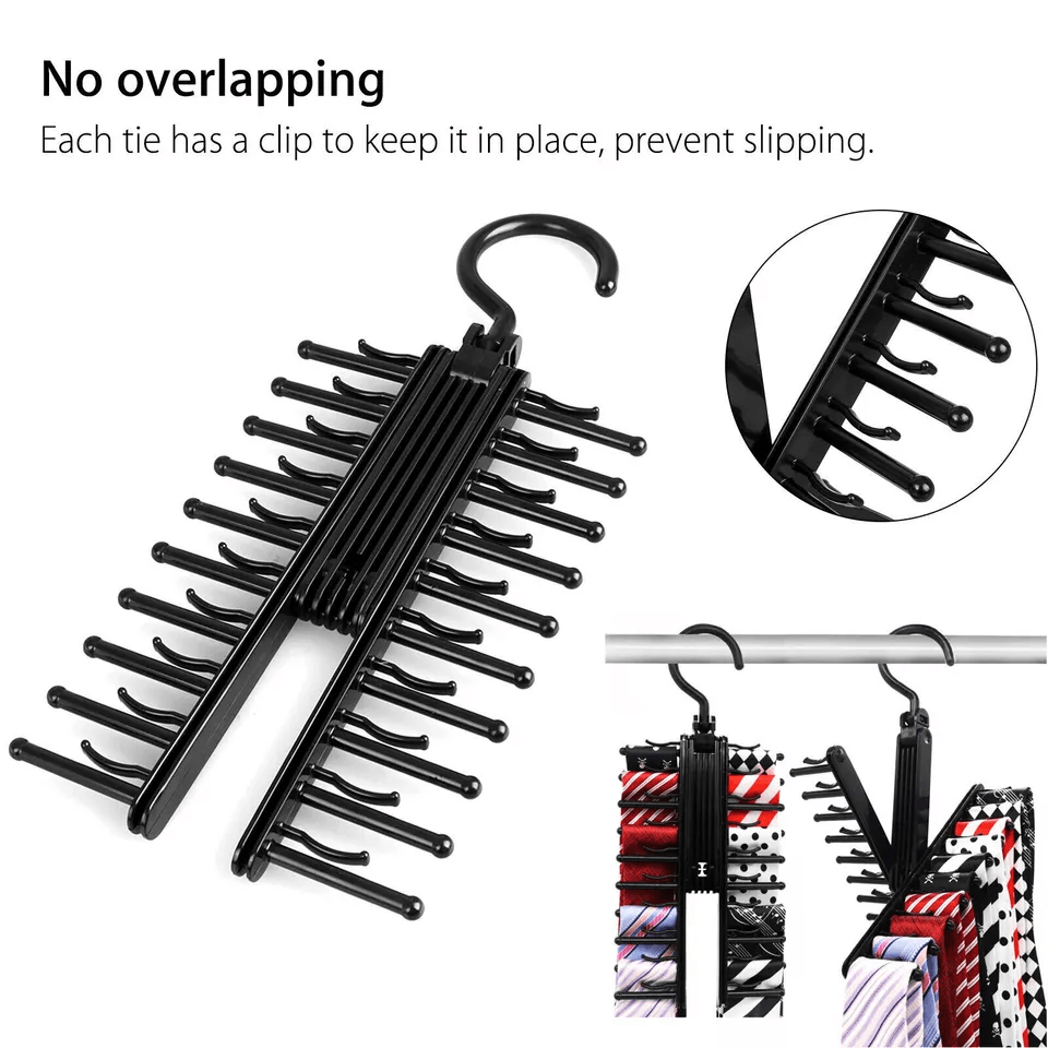 20 Hook Cross X Tie  Belt Hanger NonSlip Closet Organizer With Swivel Design 1