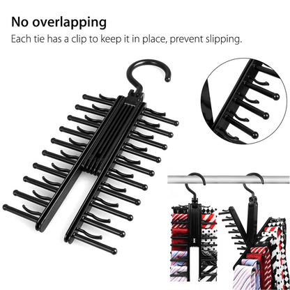 20 Hook Cross X Tie  Belt Hanger NonSlip Closet Organizer With Swivel Design 1