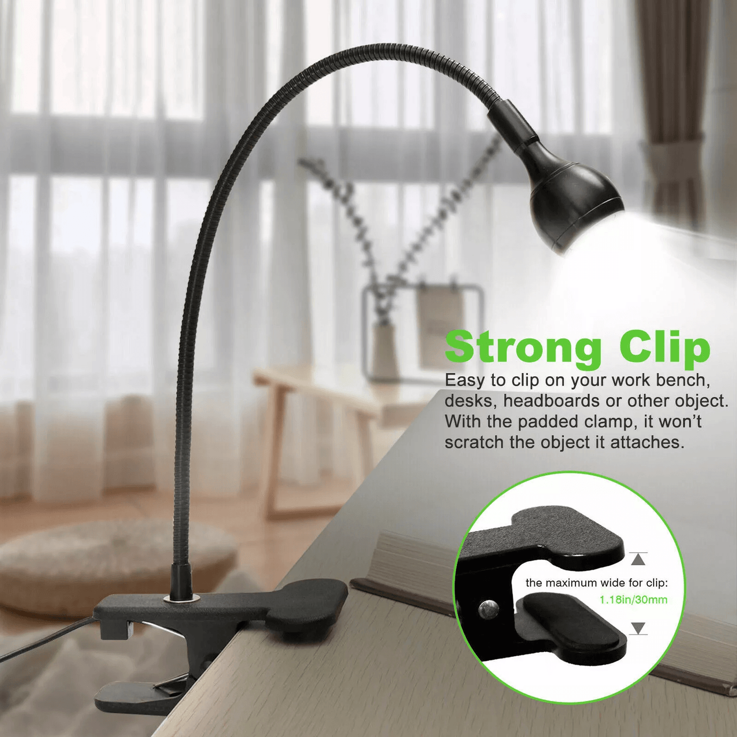 USB Reading Night Light  Flexible LED Book Lamp With Clip For Laptop Bed Desk And Computer 3