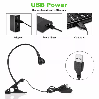 USB Reading Night Light  Flexible LED Book Lamp With Clip For Laptop Bed Desk And Computer 2