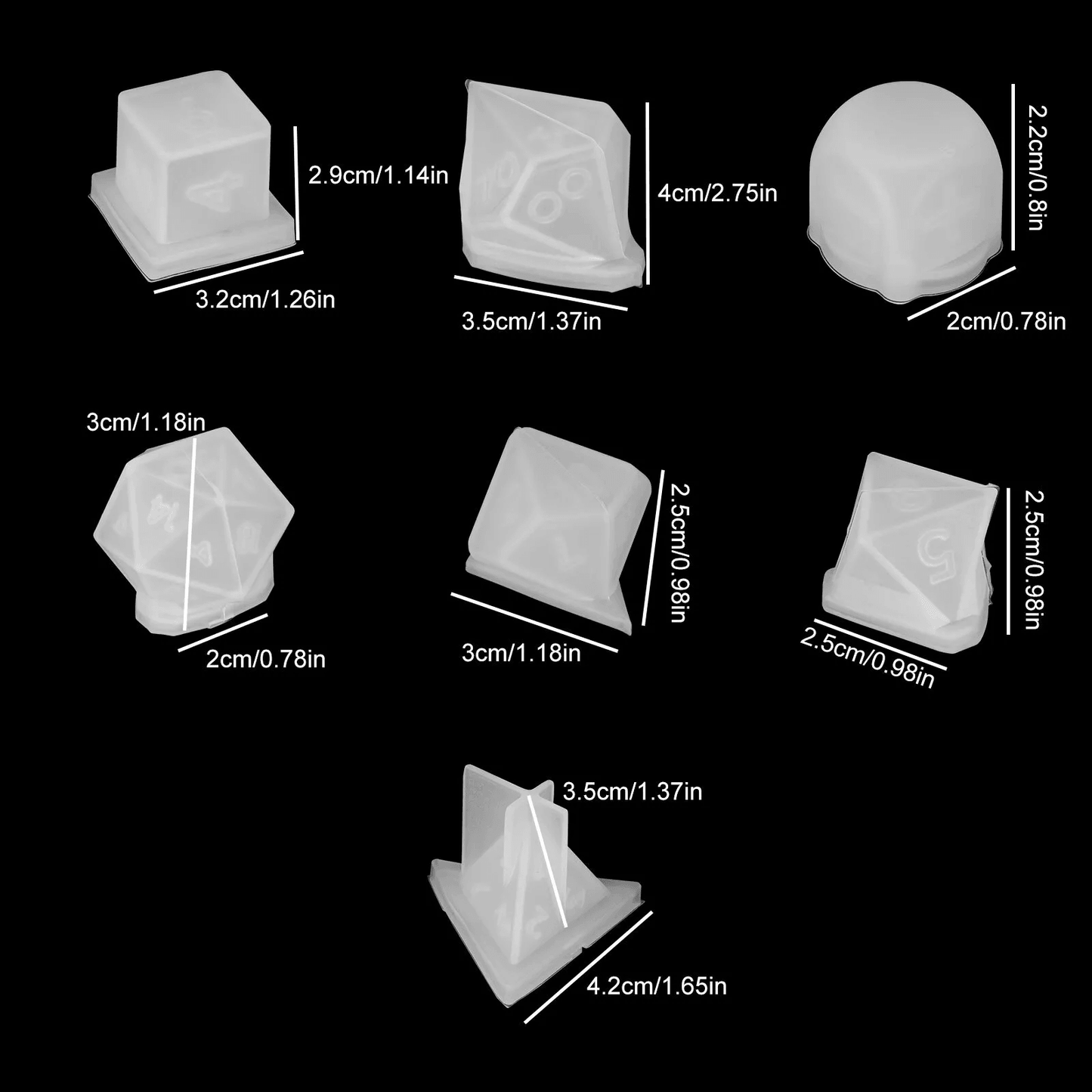 Dice Silicone Resin Mold Set DIY Polyhedral Epoxy Moulds For Tabletop Games  Crafts 5