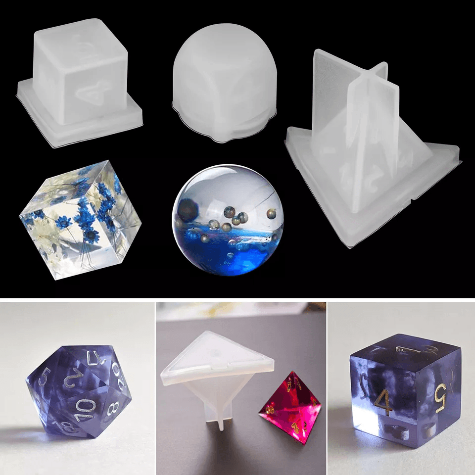 Dice Silicone Resin Mold Set DIY Polyhedral Epoxy Moulds For Tabletop Games  Crafts 3