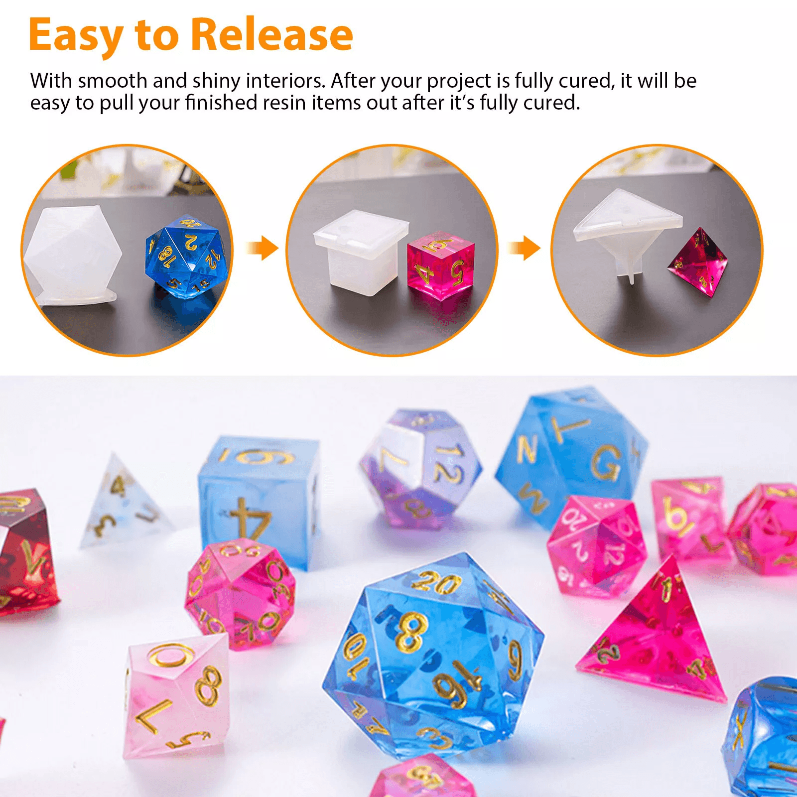 Dice Silicone Resin Mold Set DIY Polyhedral Epoxy Moulds For Tabletop Games  Crafts 4