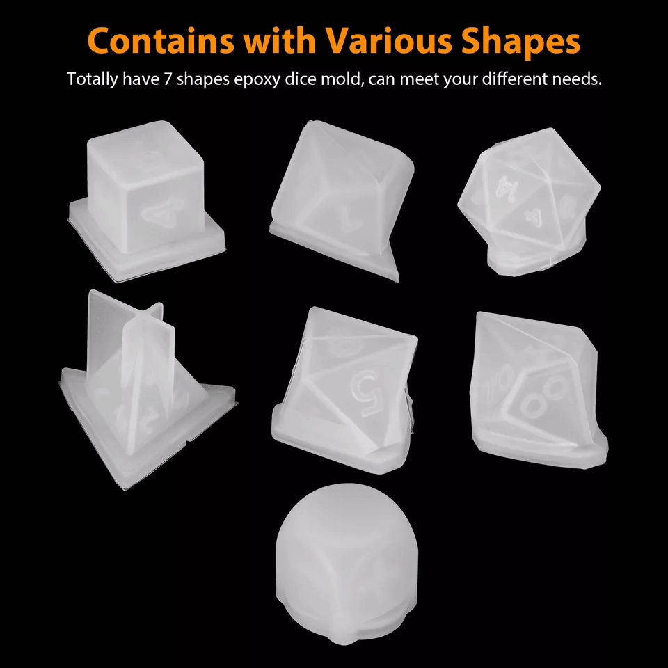 Dice Silicone Resin Mold Set DIY Polyhedral Epoxy Moulds For Tabletop Games  Crafts 2