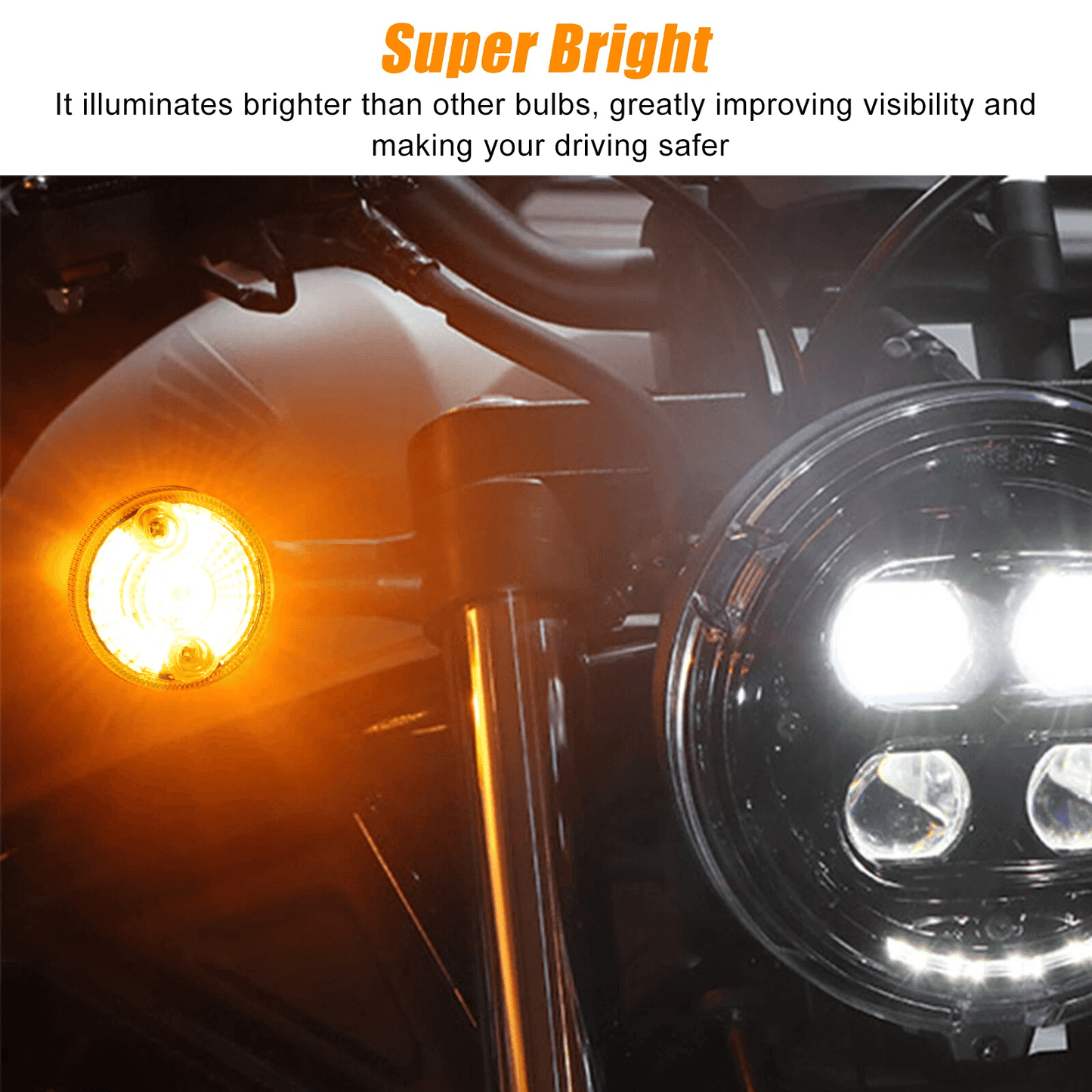 4X Motorcycle Turn Signals Blinker Lights Amber Black 12V LED Indicator Lights For Yamaha Kawasaki  7
