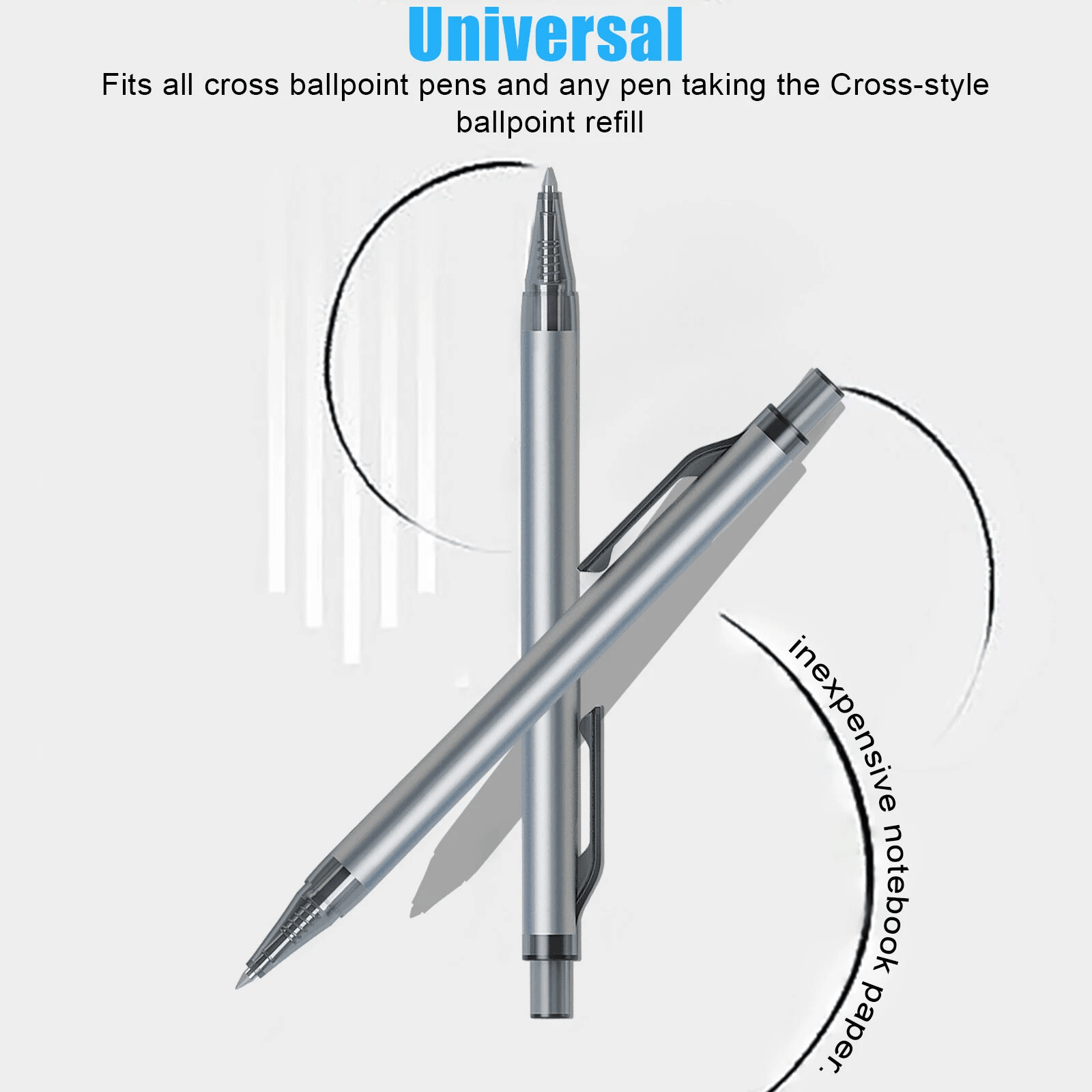 20Pcs Cross Style Ballpoint Pen Refills Black Ink 10mm Medium Point Smooth Writing Compatible With  1