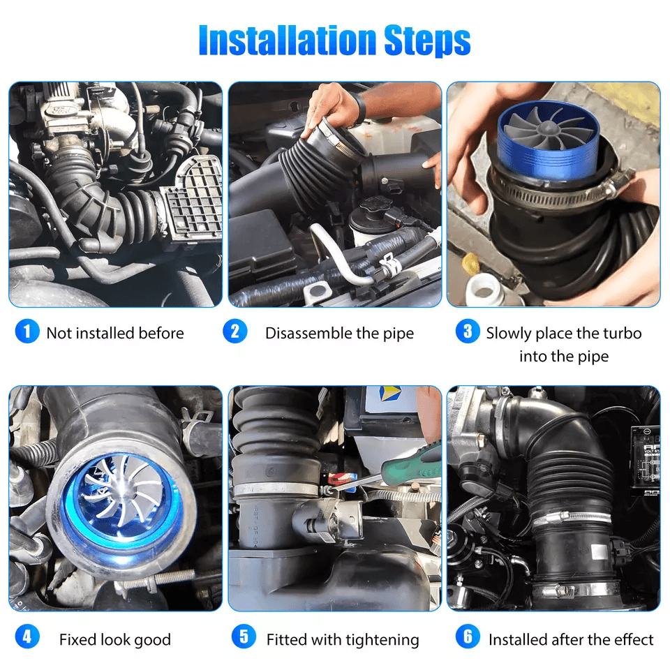 HighPerformance Universal Turbo Cold Air Intake Hose With Single Fan Fuel Mileage Enhancer  Gas Sav 7
