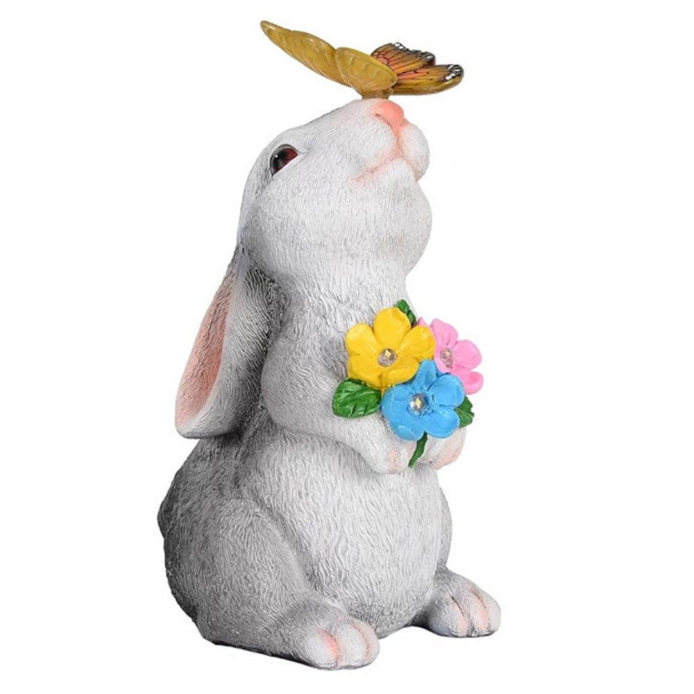 Solar-Powered Bunny Statue with LED Light – Outdoor Garden Figurine & Decoration