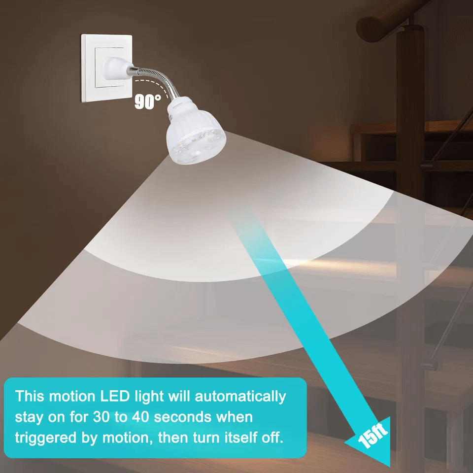 LED MotionActivated Night Light PlugIn Wall Lamp For Indoor Outlet Hallway Stair Use 4