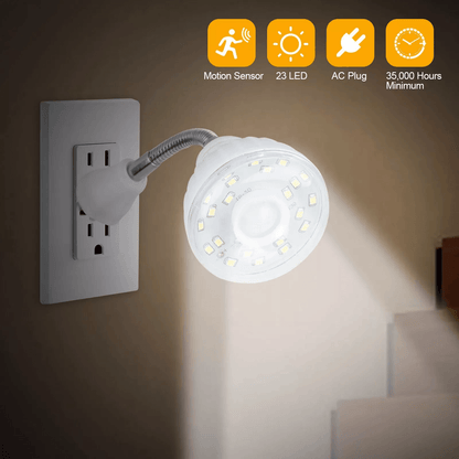 LED Motion-Activated Night Light Plug-In Wall Lamp for Indoor Outlet, Hallway, Stair Use
