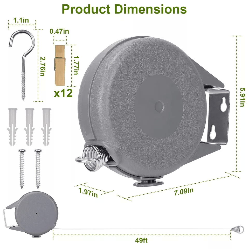 Retractable Clothesline Outdoor  HeavyDuty Dryer Clothes Washing Line Hanging Rope For Indoor  Outd 10