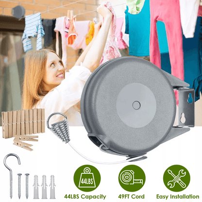 Retractable Clothesline Outdoor , Heavy-Duty Dryer Clothes Washing Line Hanging Rope for Indoor & Outdoor Use
