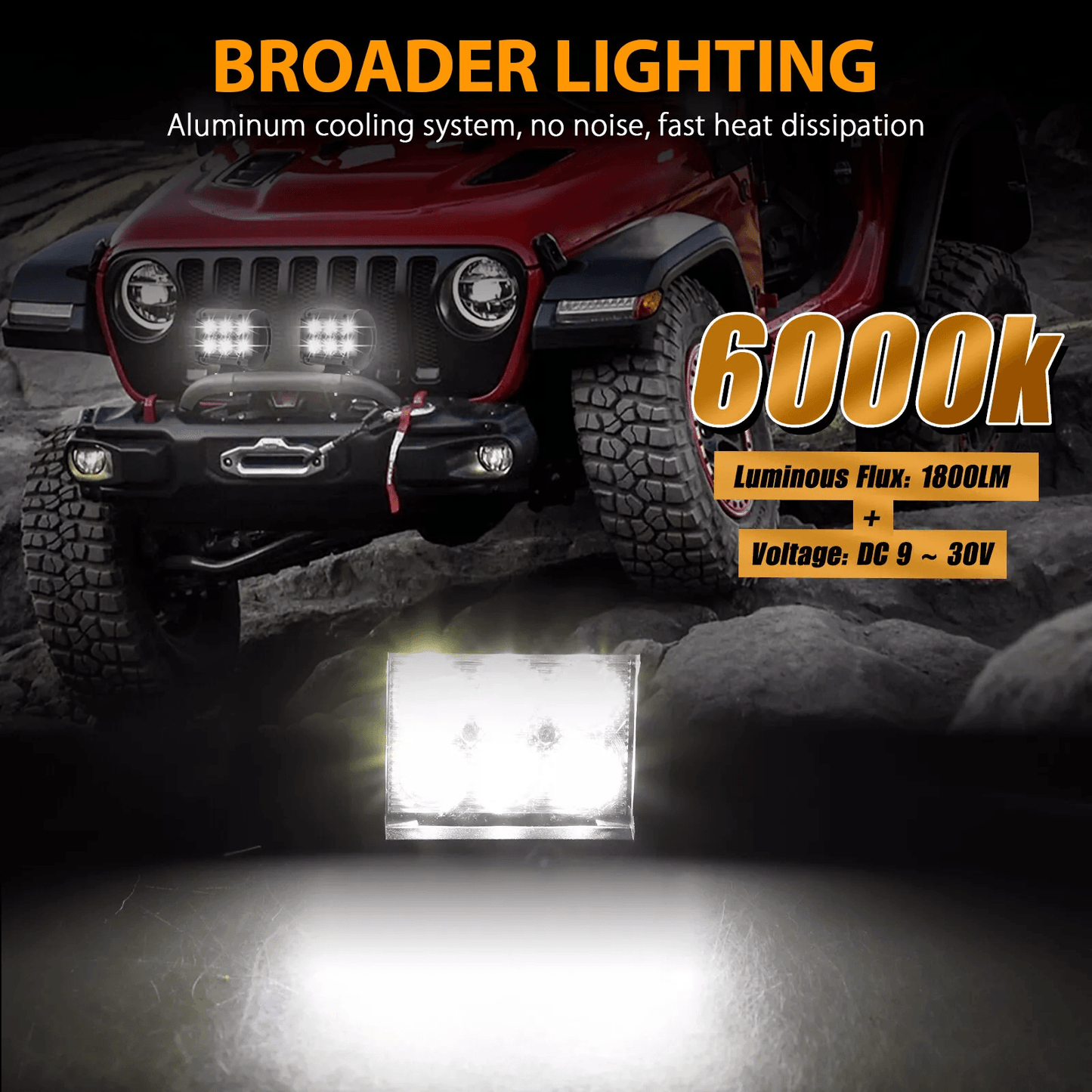 2x 4inch 18W LED Work Light Bar Spot Beam Pods Fog Driving Lamp For Offroad Truck SUV ATV UTV Jeep  1