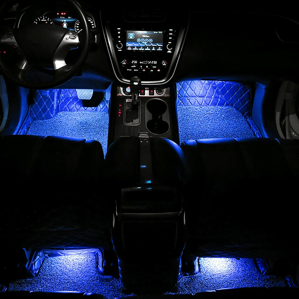 LED Interior Floor Decoration Lamp Blue Light Car Decorative Lights With USB Charge Adjustable Car  4