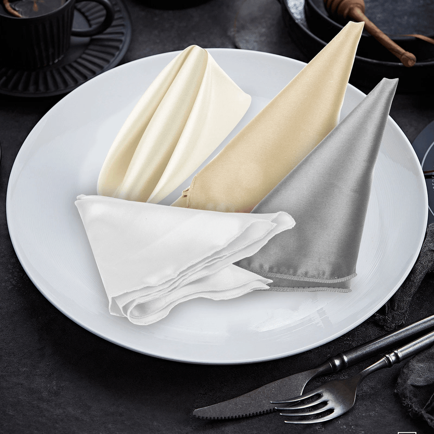 12Pcs Solid Satin Men Handkerchiefs Hanky Pocket Square Set Classic Vintage Plain Hankies For Suit  1