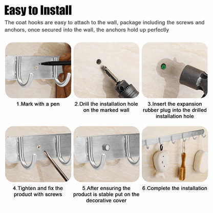 Wall Mount Rack For Keys Towels Coats Hats  Bags Metal Hanger Holder 2
