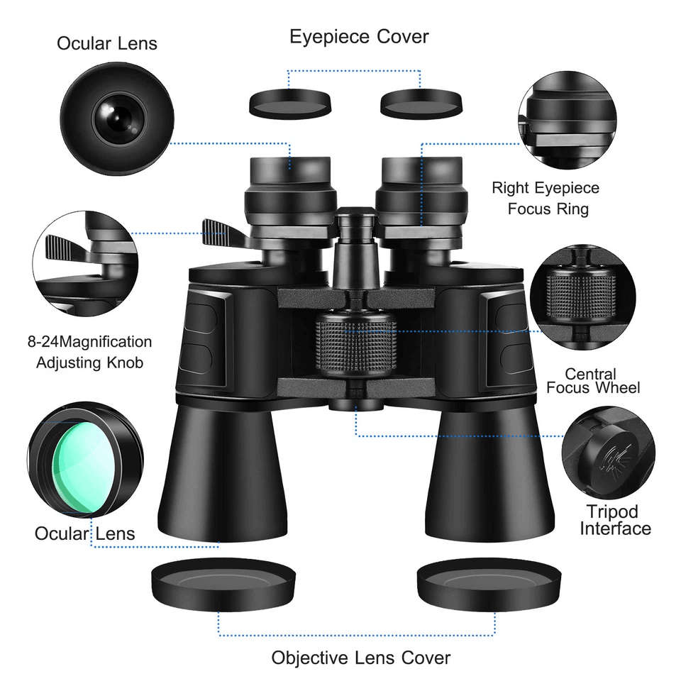 Compact Zoom Hunting Binoculars With Low Light Night Vision Telescope For Outdoor Travel With Case  9