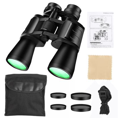 Compact Zoom Hunting Binoculars with Low Light Night Vision, Telescope for Outdoor Travel with Case for Adults & Kids