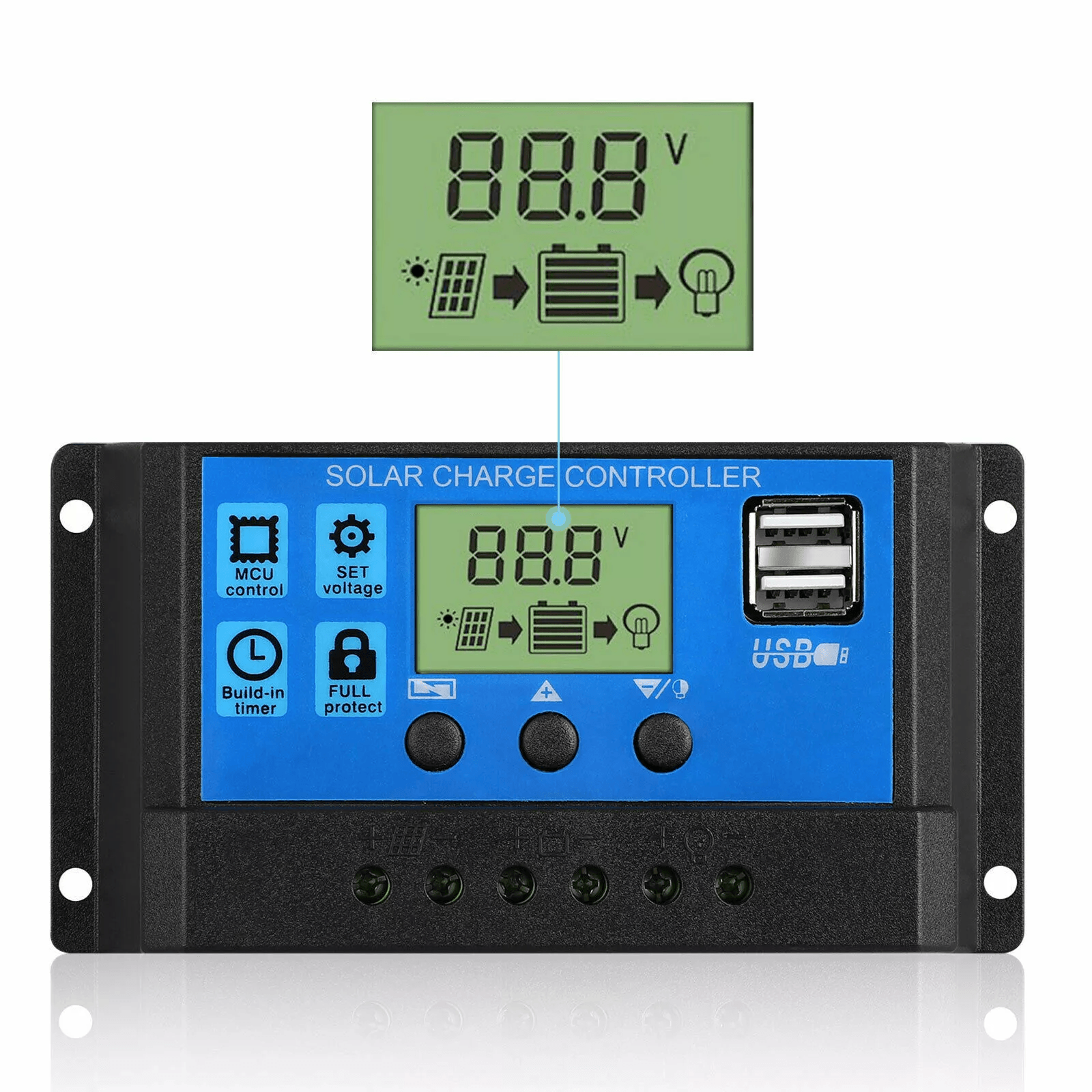 30A Solar Panel Charger Controller PWM Dual USB LCD Regulator Auto Battery Charging For Home RV Boa 1