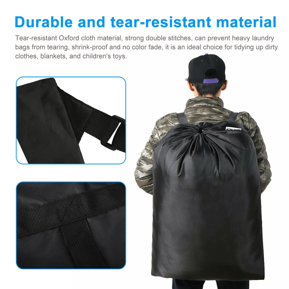 Heavy Duty Large Laundry Backpack Bag Shoulder Strap Luggage Storage With Drawstring Closure 3