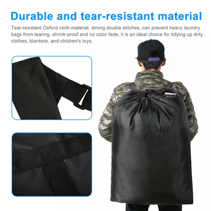 Heavy Duty Large Laundry Backpack Bag Shoulder Strap Luggage Storage With Drawstring Closure 3