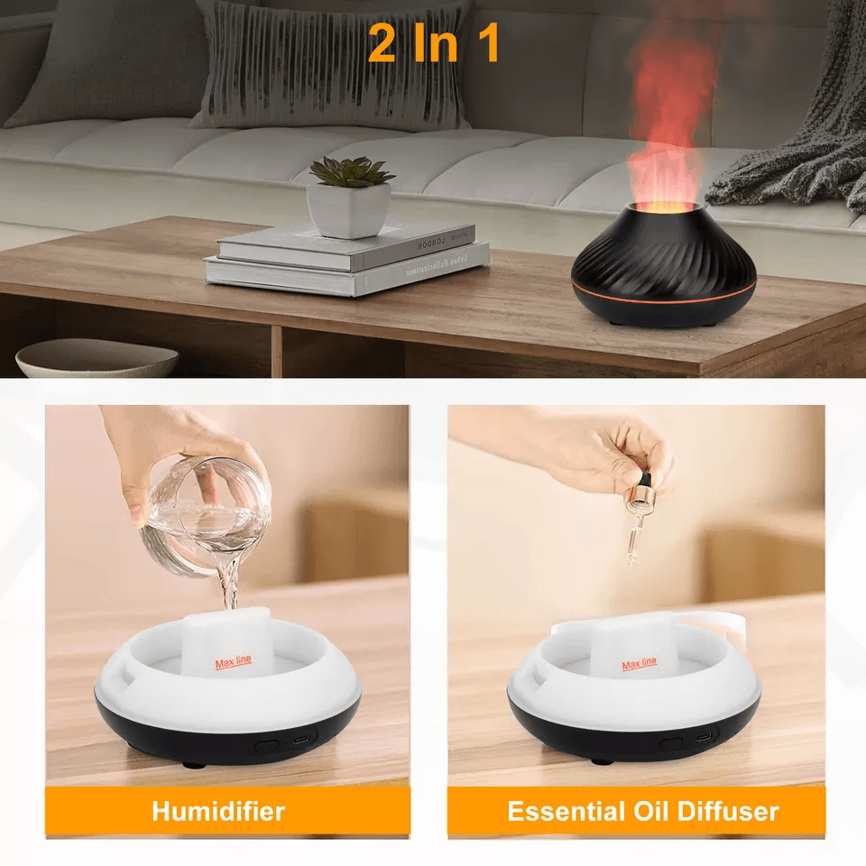 Volcano Flame Aroma Diffuser Fire Mist Humidifier For Essential Oils Aromatherapy  Room Fragrance 3