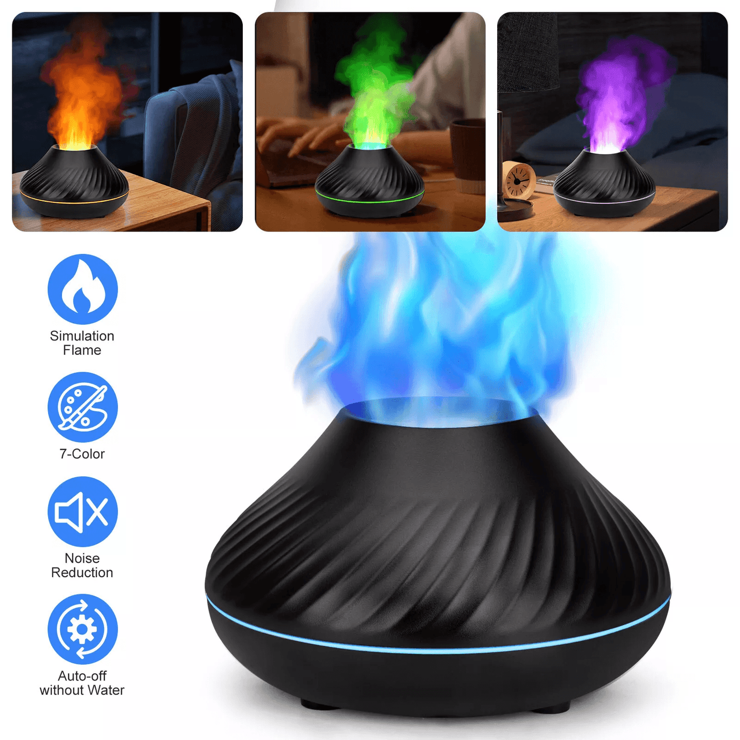 Volcano Flame Aroma Diffuser Fire Mist Humidifier For Essential Oils Aromatherapy  Room Fragrance 1