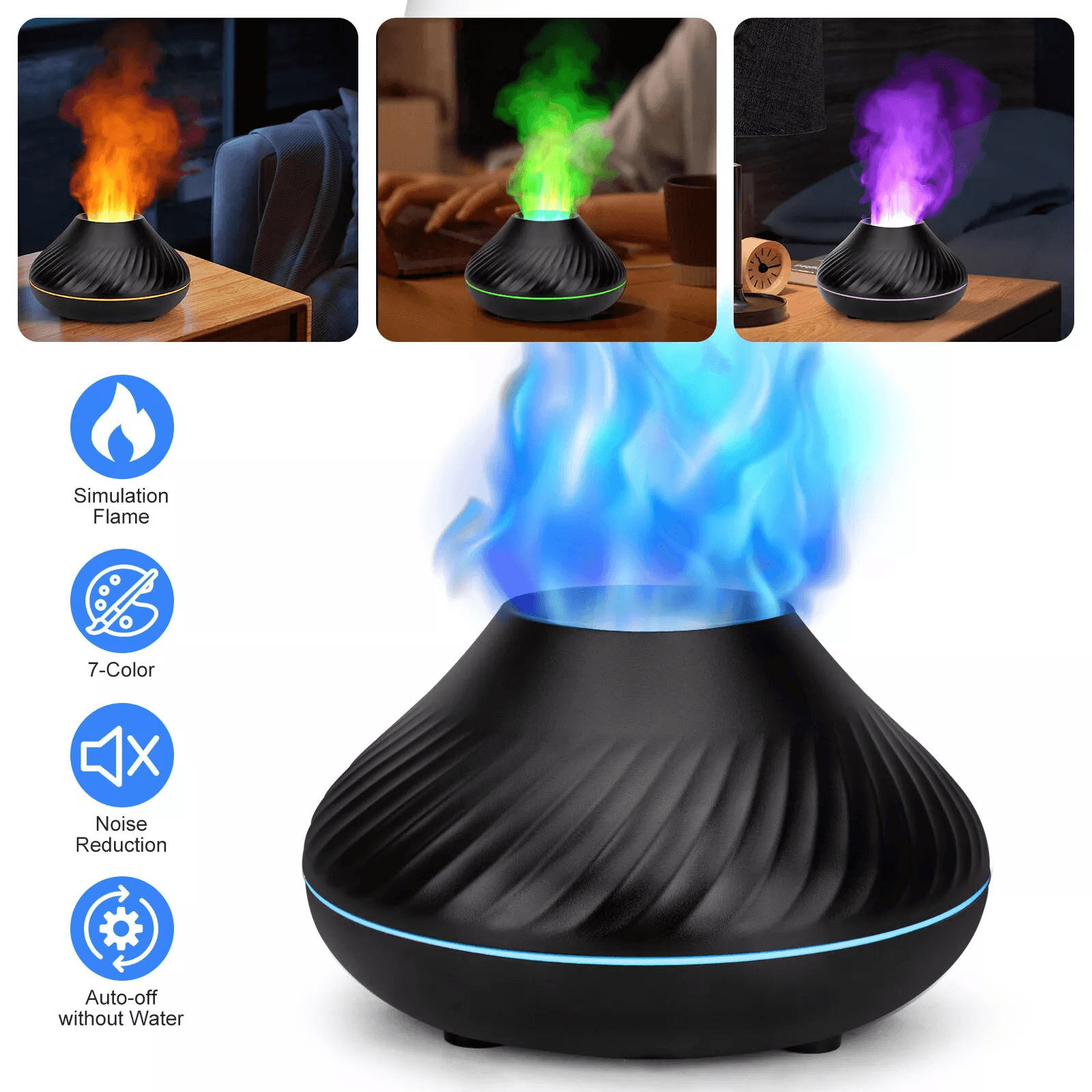 Volcano Flame Aroma Diffuser Fire Mist Humidifier For Essential Oils Aromatherapy  Room Fragrance 1