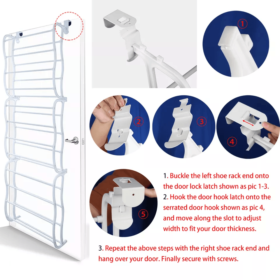 Hanging Over The Door Shoe Rack Organizer WallMounted Closet Storage Stand For Entryway Hallway Bat 4