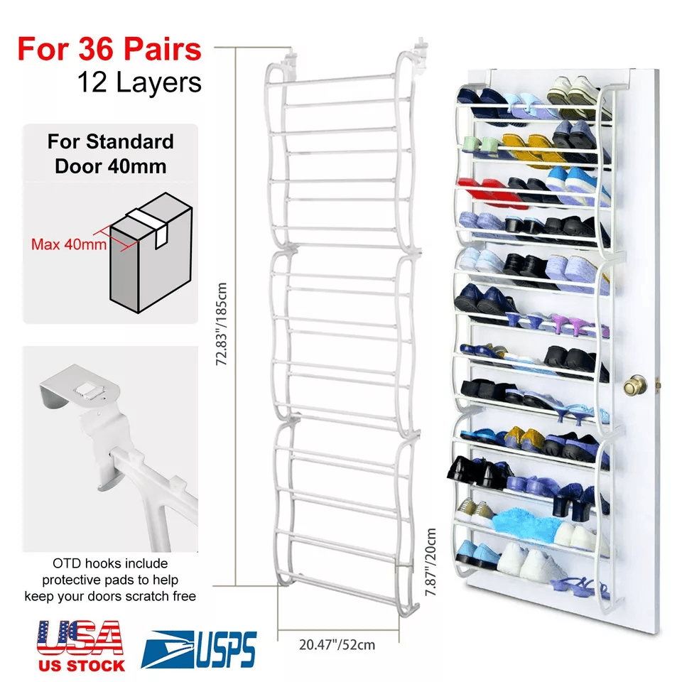 Hanging Over The Door Shoe Rack Organizer WallMounted Closet Storage Stand For Entryway Hallway Bat 1