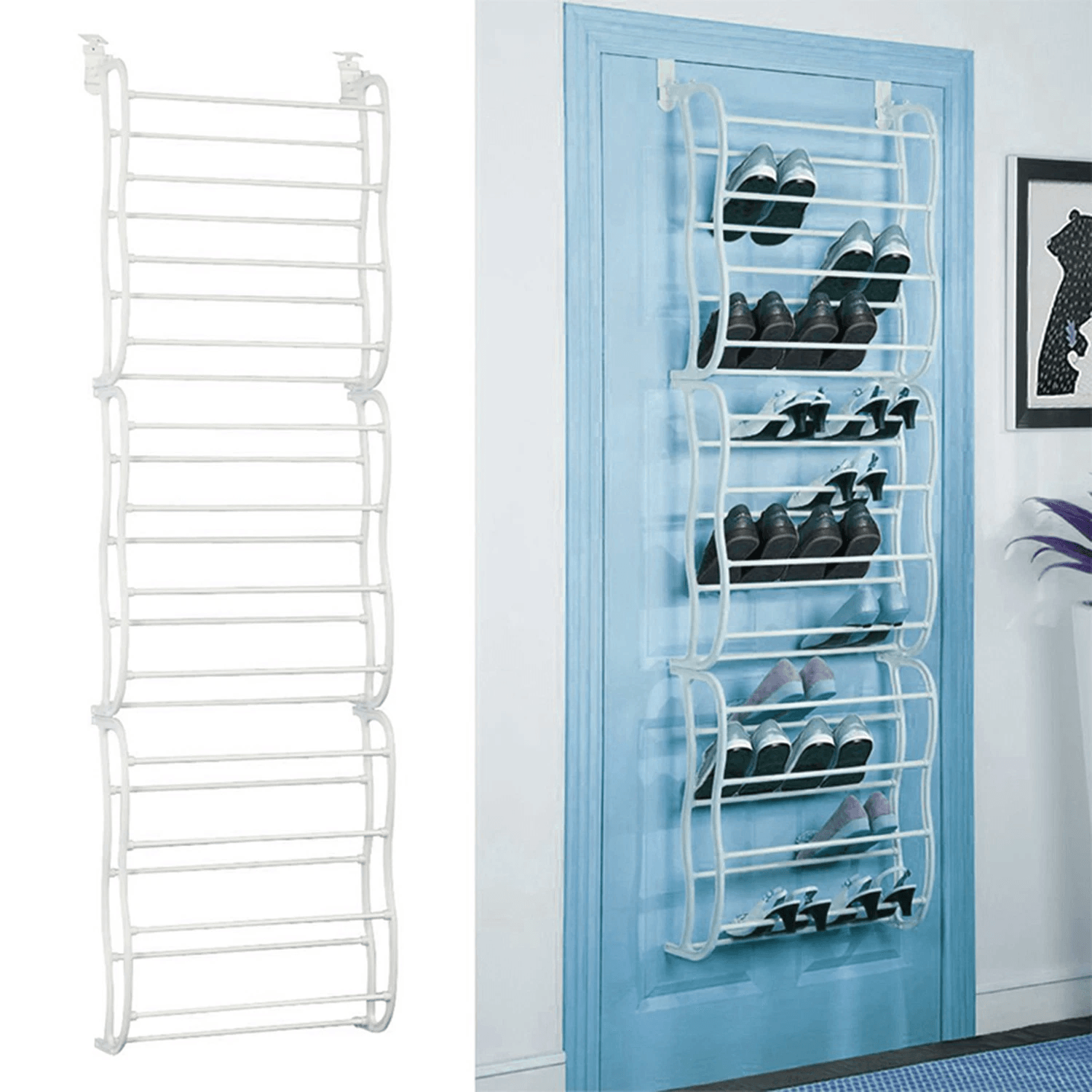 Hanging Over The Door Shoe Rack Organizer, Wall-Mounted Closet Storage Stand for Entryway, Hallway, Bathroom or Bedroom