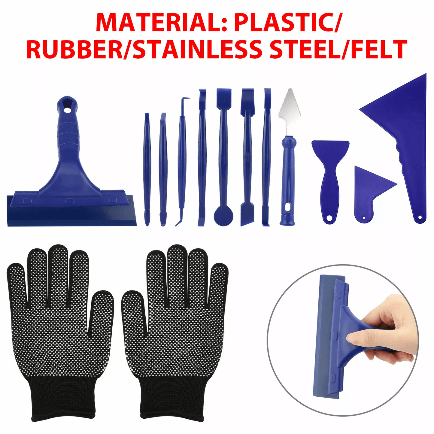 13PCS Car Window Tint Wrap Film Vinyl Cutting Kit Professional Squeegee Scraper Tools With Gloves F 1