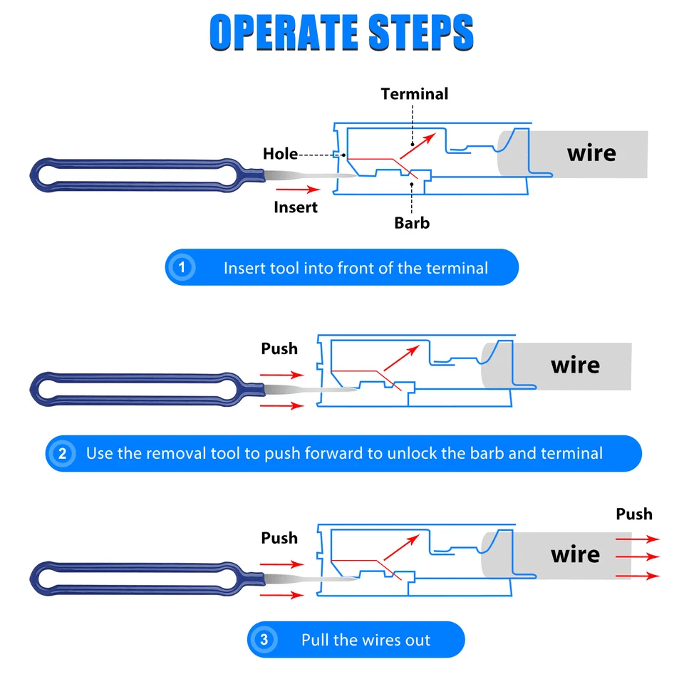 Electrical Wire Connector Terminal Pin Removal Ejector Tool Set For Auto Repair 2
