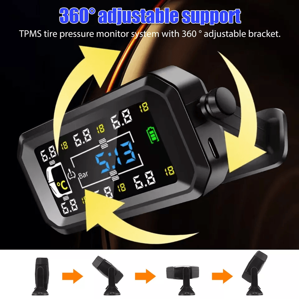 Wireless Solar TPMS LCD Car Tire Pressure Monitoring System With External Sensors RealTime Pressure 2