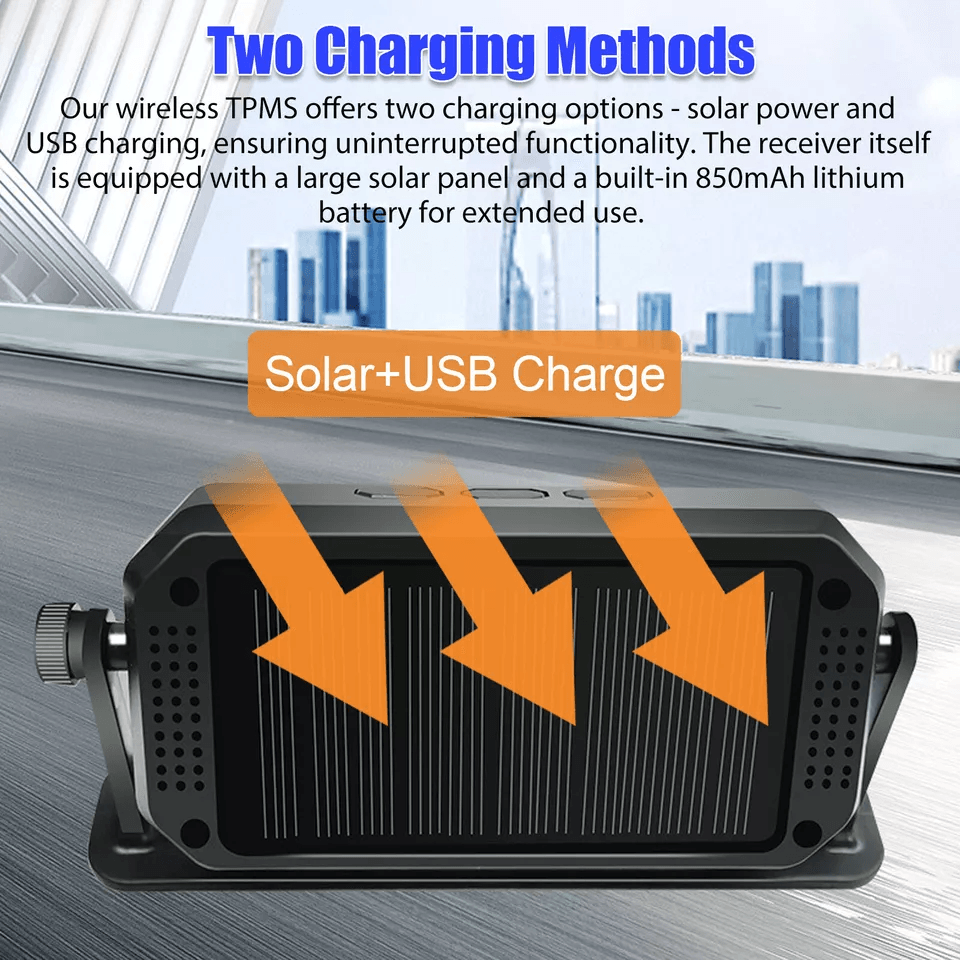 Wireless Solar TPMS LCD Car Tire Pressure Monitoring System With External Sensors RealTime Pressure 1