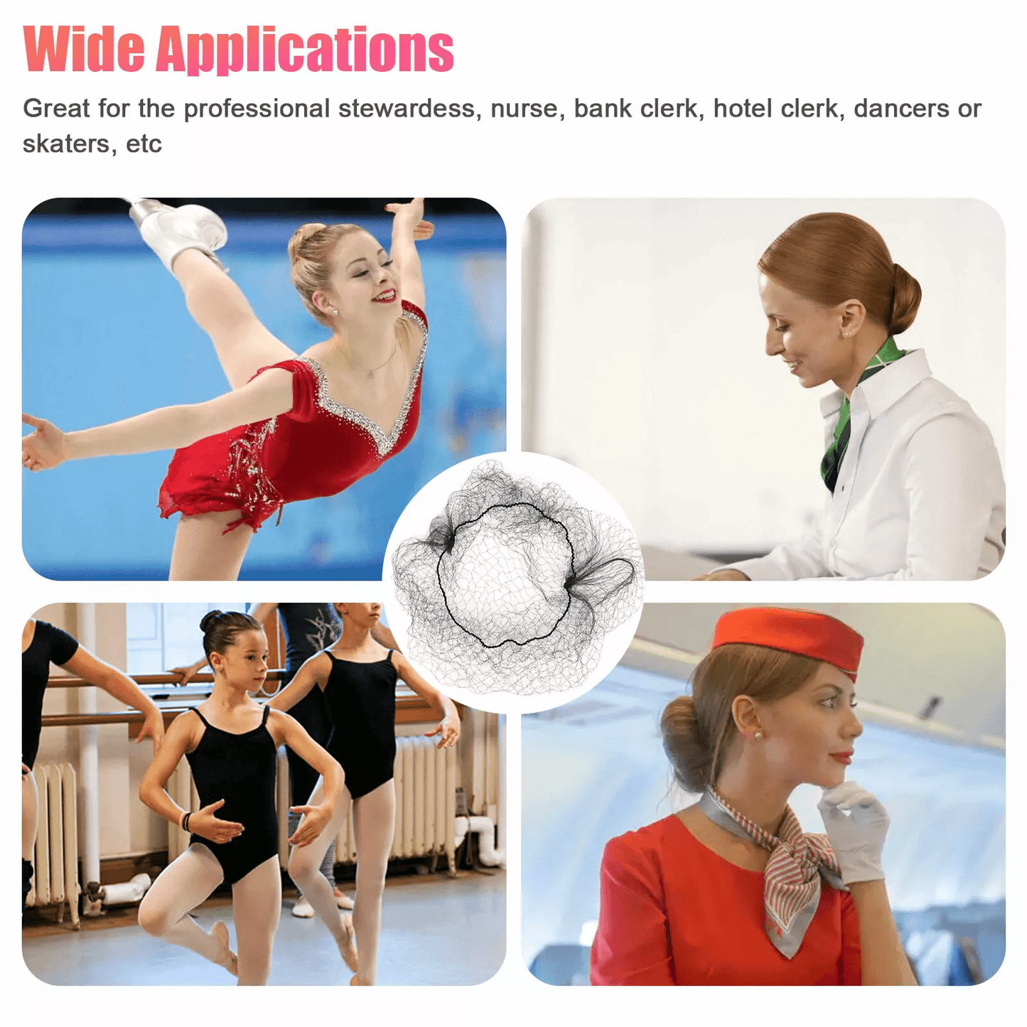 100X Invisible Hair Nets Bun Cover  Elastic Edge Mesh Hairnet Stretch Cap For Professional Use 2